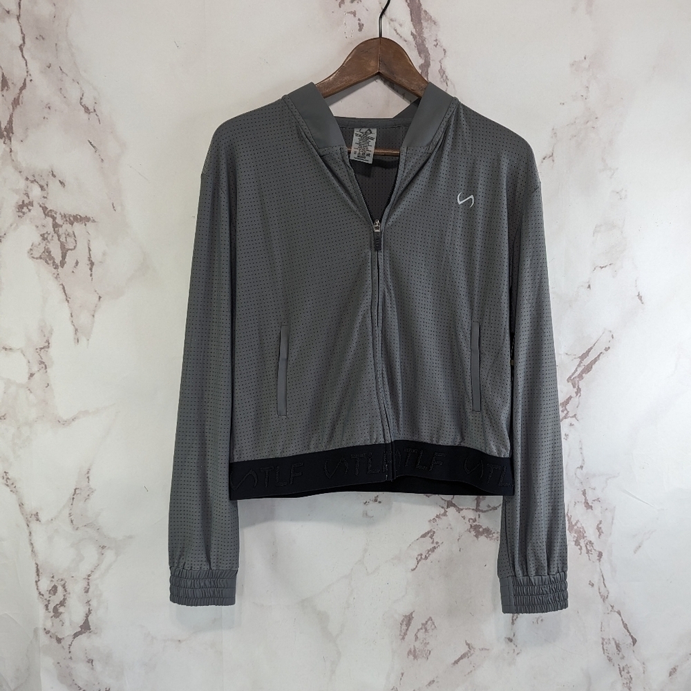TLF Apparel Jacket Womens Medium Maddox Gray Half Zip Jacket Crop Athletic